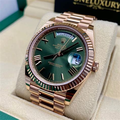 rolex date date green dial|Rolex day date 40 price.